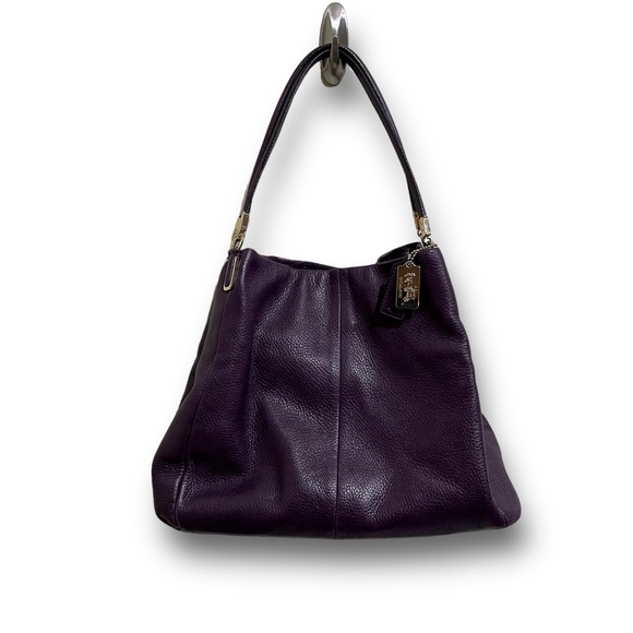 Coach Handbags - COACH Purple Leather Madison Phoebe Shoulder Bag 26224 Gold Tag Double Handle